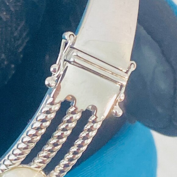 Vintage Sterling Silver Floral Pearl Bracelet –Stamped H 925 China - Picture 10 of 10